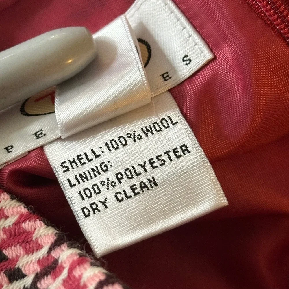 Talbots Pencil Skirt Womens 8P‎ Pink Houndstooth Plaid Preppy Lined 100% Wool